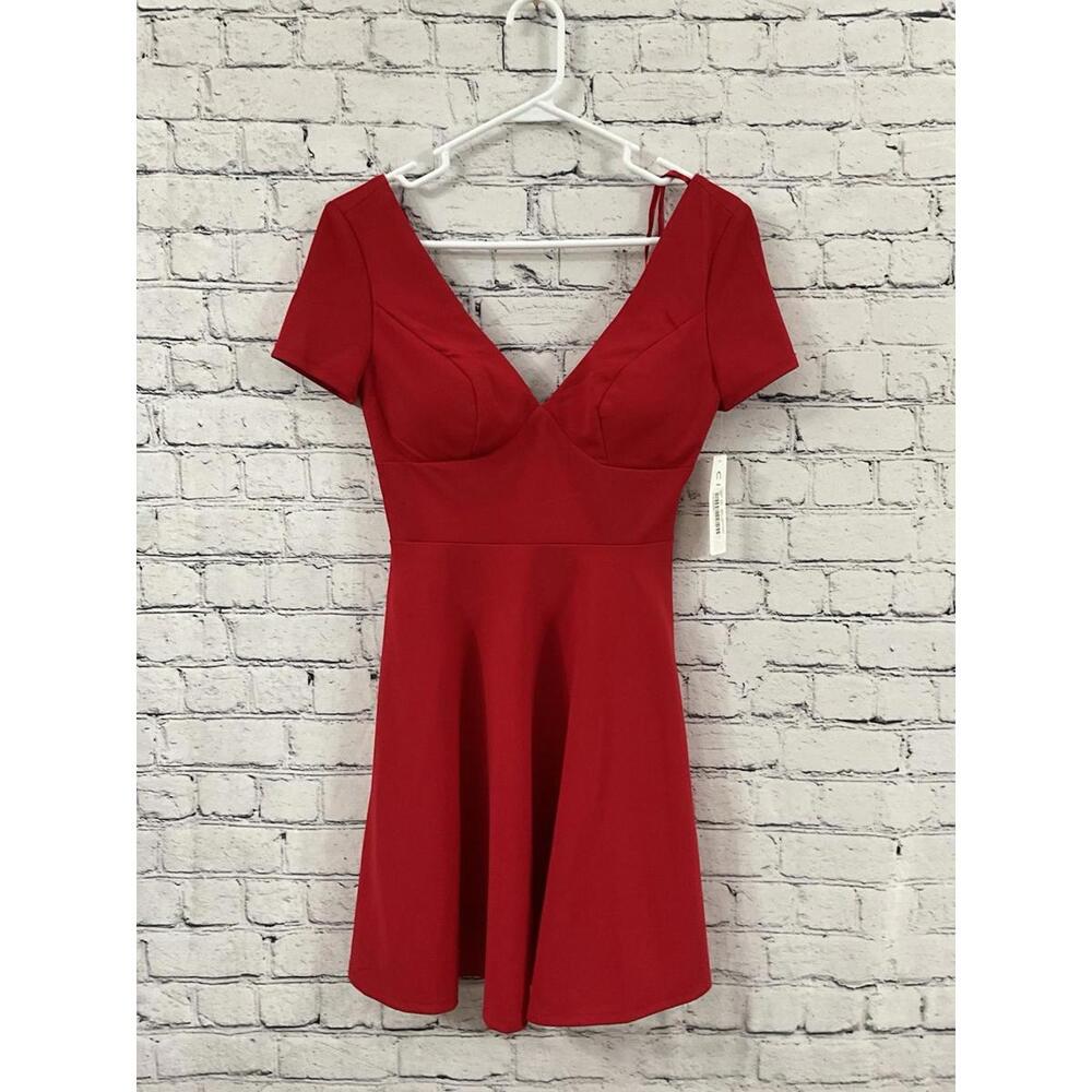 City Vibe Mini Wrap Dress Red 0‎